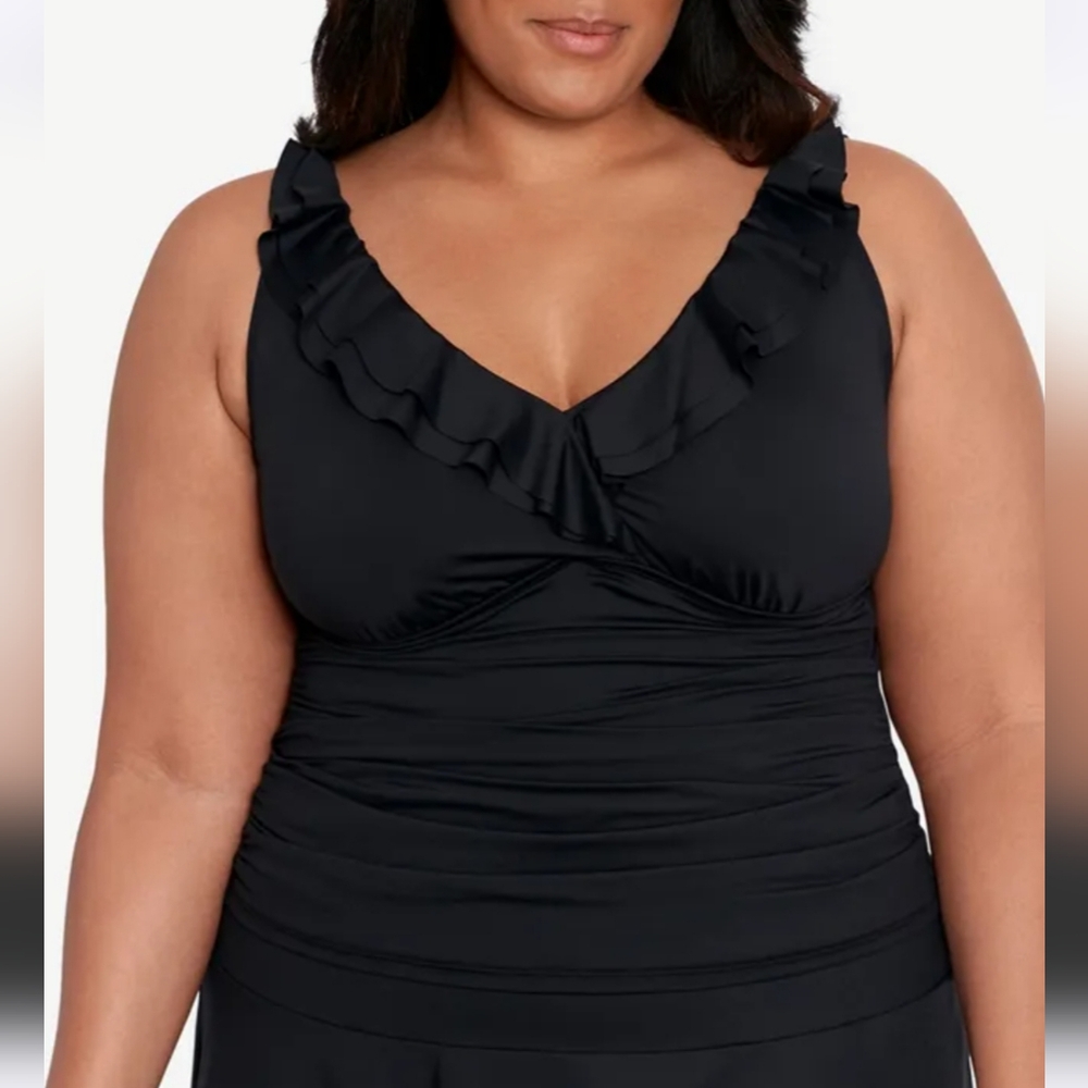 NWT RALPH LAUREN | Slimming Ruffled Tankini Top - Picture 2 of 12